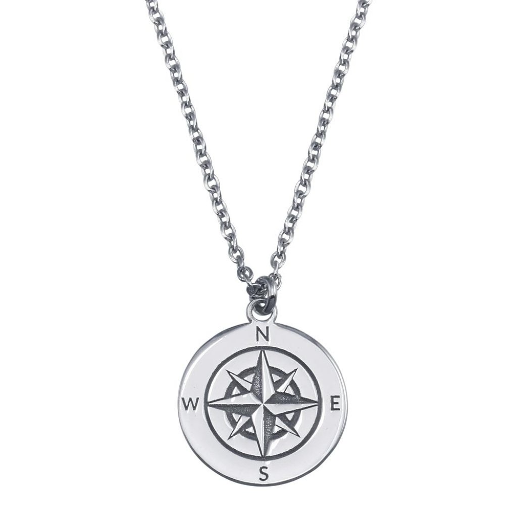 925 Sterling Silver North South East West Compass Travel Open Pendant Necklace 42$